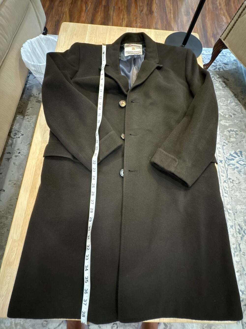 Vintage Tibetan Botany 500  100% Pure Cashmere Brown Overcoat  40S